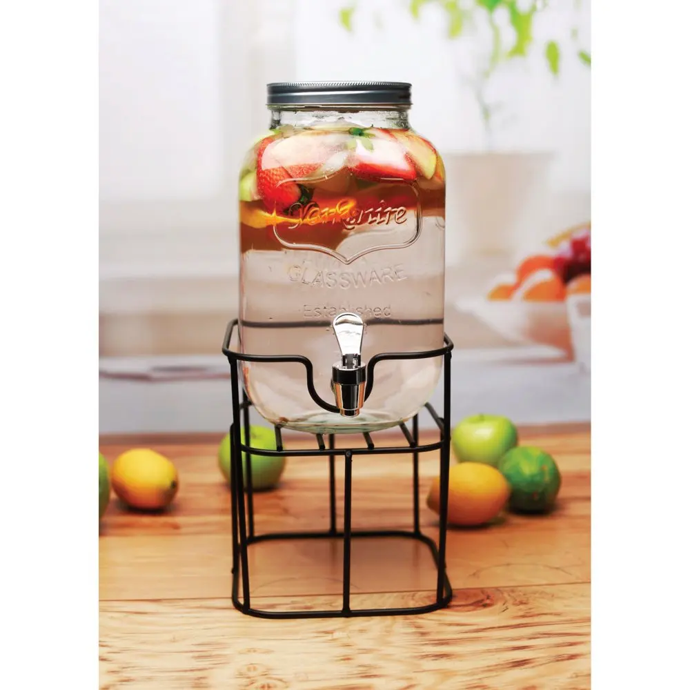 

1Gallon Sun Tea Jar dispenser on Black Metal Stand