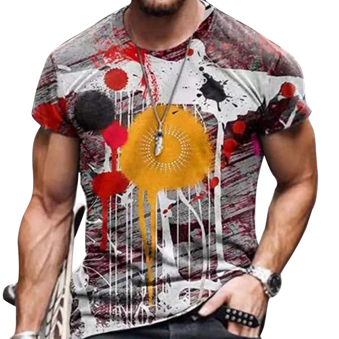 

T-Shirt manches courtes col rond homme, estival et surdimensionné, Vintage, Style ethnique Harajuku, impression 3D, 2021
