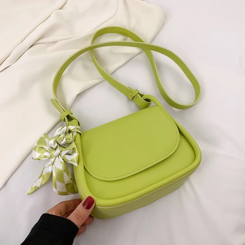 

Handbag For Lady Design Small Women's Bag Popular Messenger Bag Fashion Shoulder Bag Candy Colored Bowknot Bags With Scarf