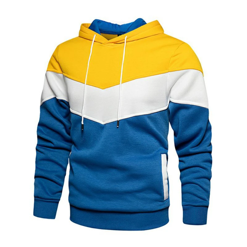 

Men Hoodie Contrast Colors Drawstring Casual Long Sleeve Slim Pullover Sweaters Autumn Oversized Hoodies