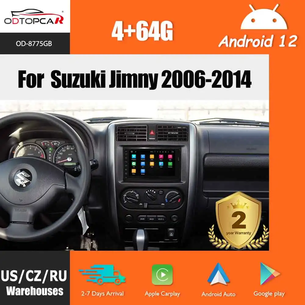 

Odtopcar 7" Autoradio Touch Screen for SUZUKI JIMNY 2006-2013 GPS Navigation Carplay Android Auto WIFI Bluetooth Google Youtube