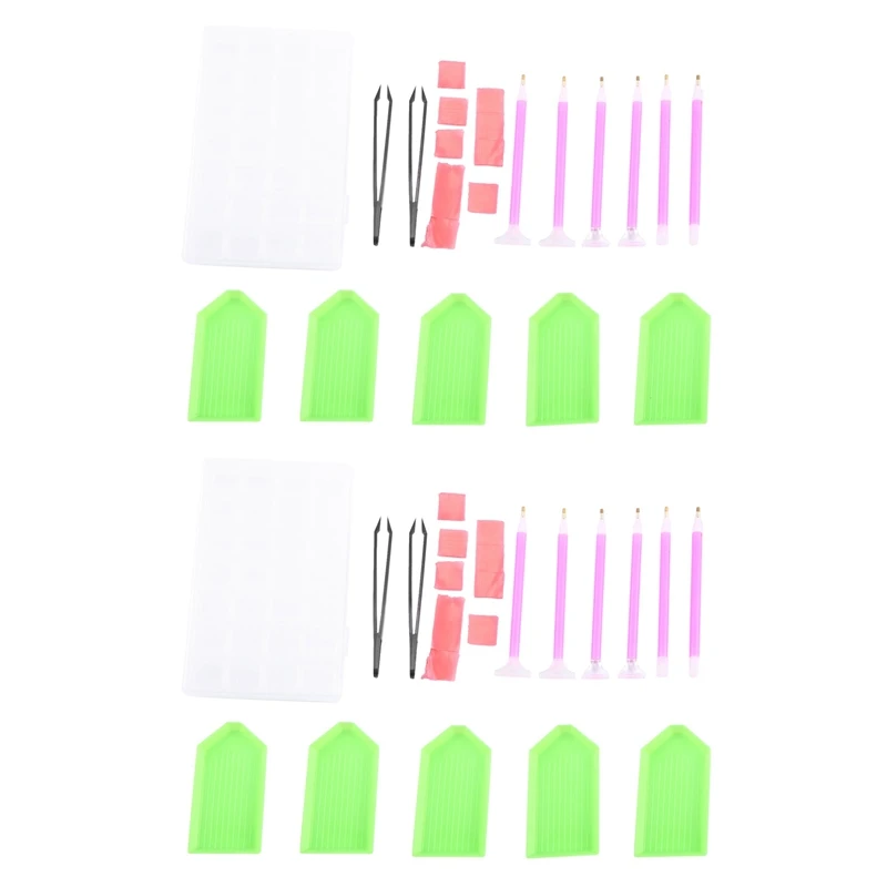 

48 Pieces DIY Diamond Painting Cross Stitch Tool Set Including Diamond Stitch Pen, Tweezers, Glue, Plastic Tray