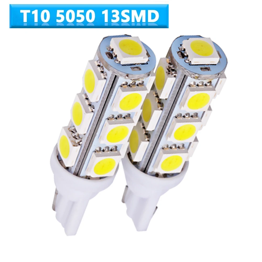 YSY 50 шт. T10 13 SMD 5050 светодиодный 13Smd 194 168 192 Автомобильные Боковые габаритные огни W5W светодиодные клиновые лампы габарисветильник огни DC 12 В