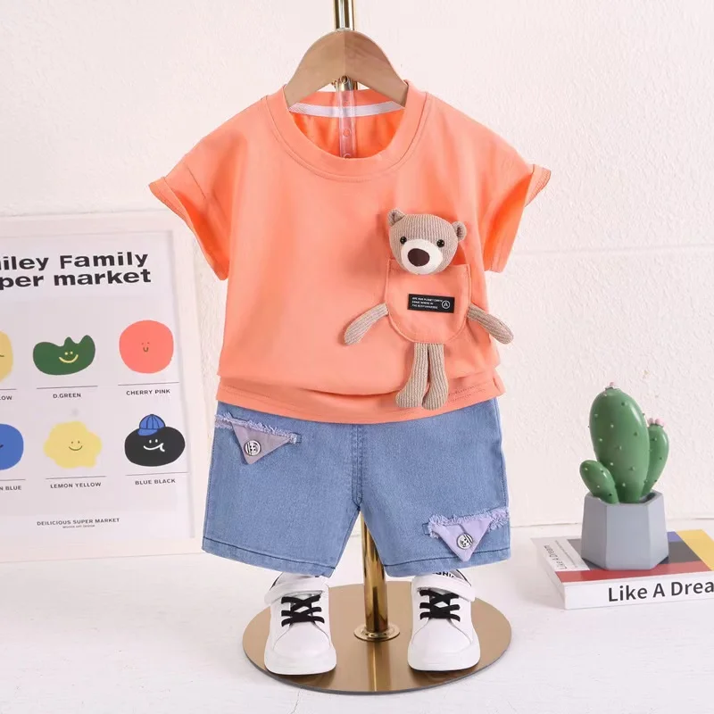 Летняя одежда для маленьких мальчиков мультяшный пуловер футболка с коротким