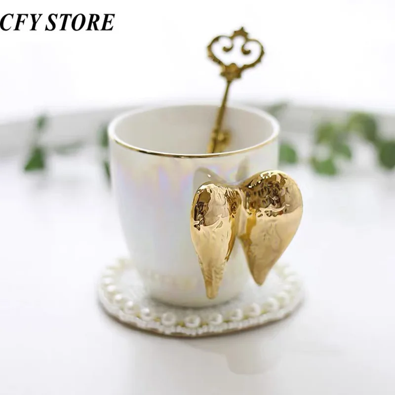 

220ml Creative Ceramic Coffee Mug with Personalized Handgrip Family Lovers Coffee Cup Home Breakfast Milk Cup Beverage Utensil