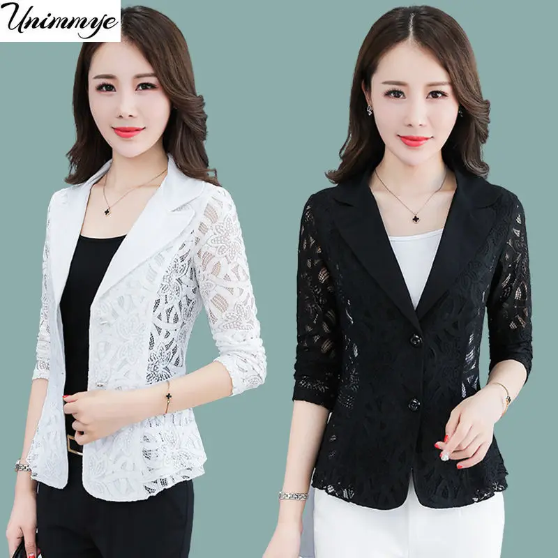

Spring Summer Lace Blazer Women Fashion Thin Suit Jacket Women Blazer Office Coat Female Slim Blazer Tops 5xl J259