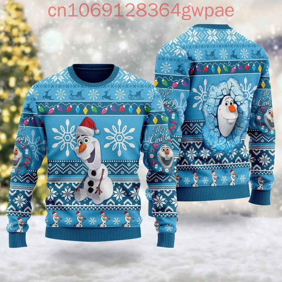 Disney Frozen Elsa Olaf Christmas Sweater Men's Women's 3d Print Ugly Princess Tops