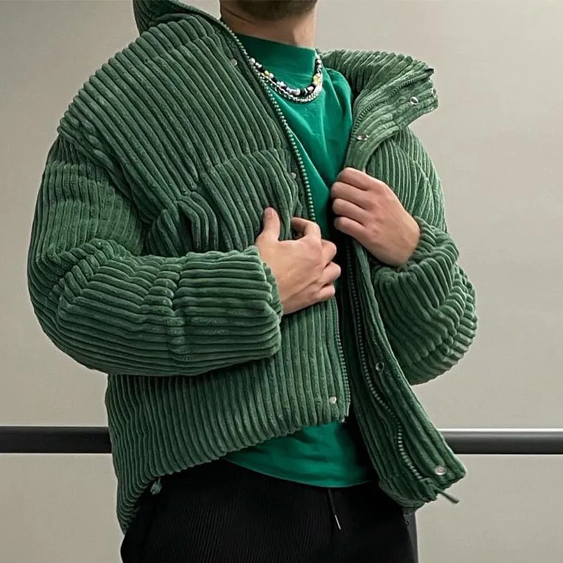 2022 Winter Men's Cotton Clothes Zipper Solid Color Jacket New Loose Fashion Stand Collar Casual Oversized Jacket Free Shipping