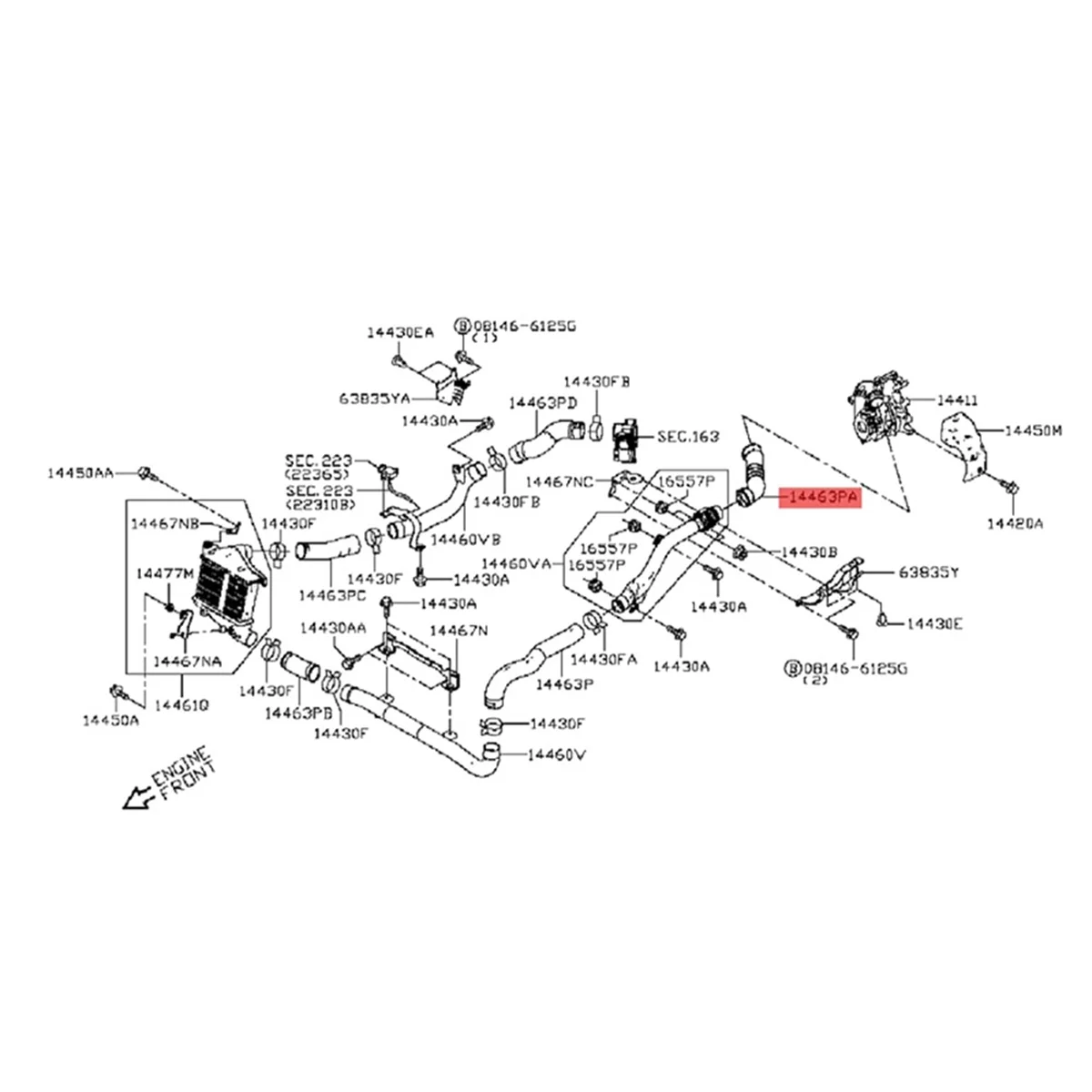 Автомобильный турбоохладитель 144633XN8A шланг для NV350 14463-3XN8A автозапчасти резиновый