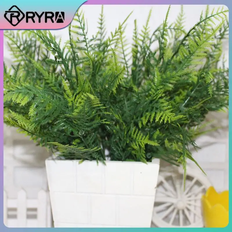 

2/4/5PCS 7 Stems Plastic Decorative Artificial Asparagus Grass Leaf Fern Bush Plants Shrub Flower Artificial Plants Table Decors