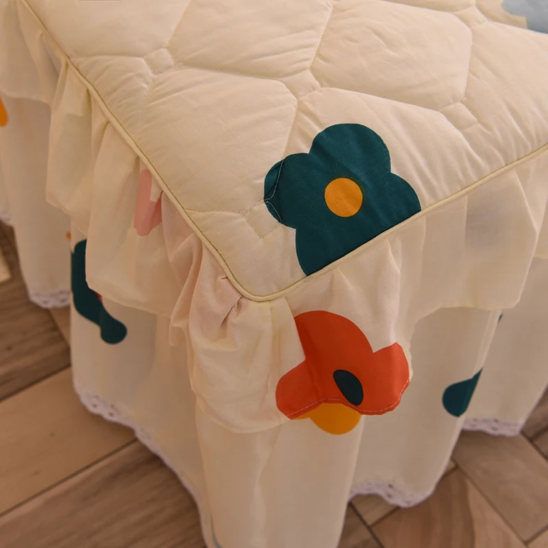 New Thickened Bedspread Bed Skirt Single Piece Quilted Apron Cover Princess Sle Lace Fitted Sheet