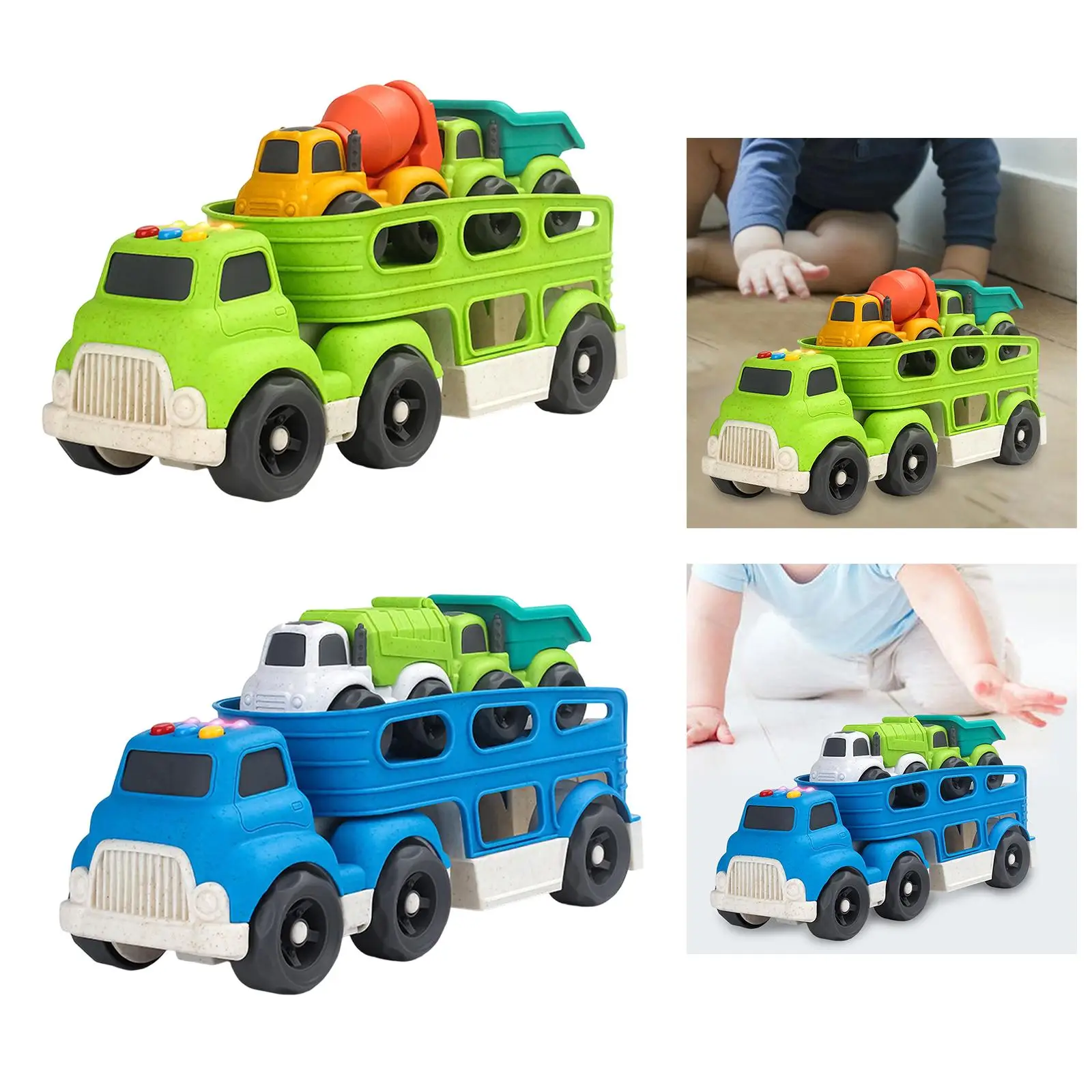 

Flat Head Transport Vehicle Double Deck Armored Vehicle Model Puzzle Sand Table Decor Toy Trucks Carrier for Children Toddler