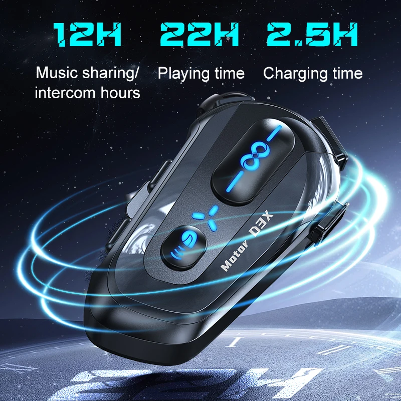 Helmet Bluetooth Headset Unlimited Number of People 600 Meters Intercom with Music Sharing Communication Motorcycle