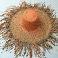 new summer hats for women retro flat drooping hat brim hand made raffia straw hat ladies outdoor sun protection beach straw hat
