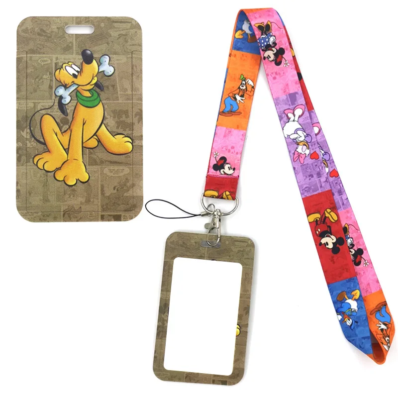 

Color Mickey Mouse Pluto Lanyard ID Badge Holder Bus Pass Case Cover Clip Bank Credit Card Holder Strap Card Holder Decoration