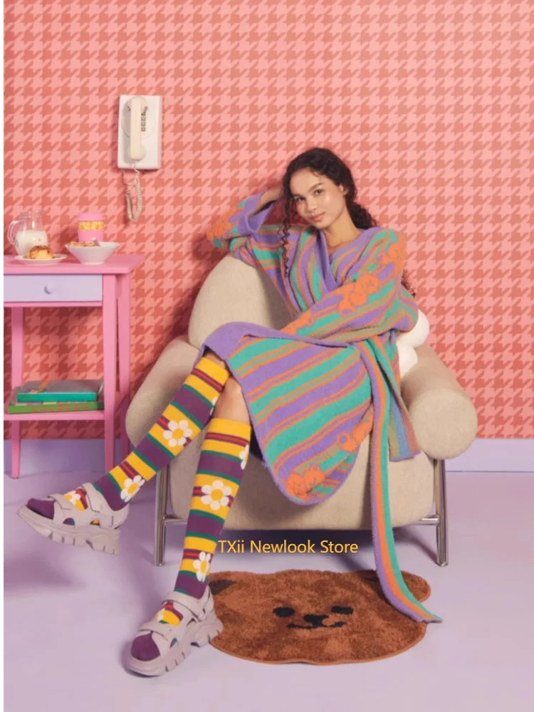 Пикантная Ночная сорочка TXii Colorblock Женская Утепленная зимняя с бархатной