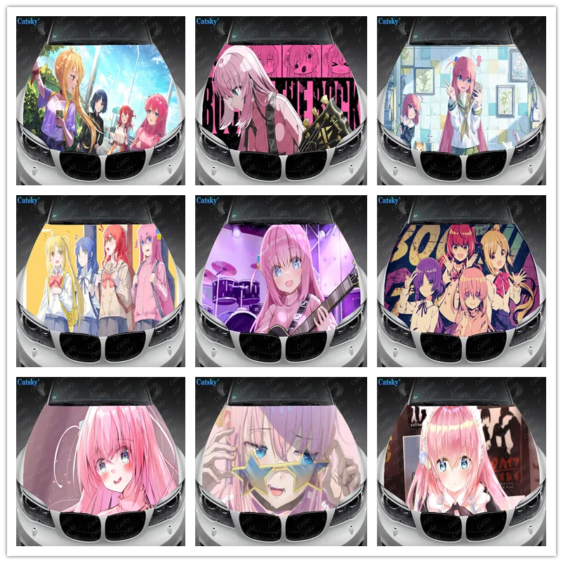 

Anime Bocchi the Rock Car Hood Vinyl Stickers Wrap Vinyl Film Engine Cover Decals Sticker Car Auto Accessories