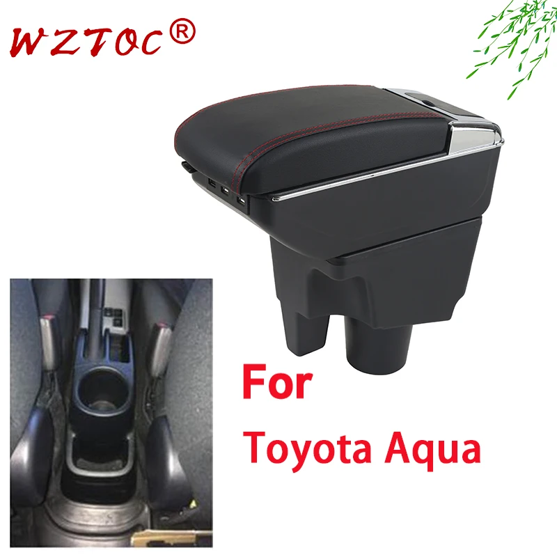 

For Toyota Aqua Armrest For Toyota Aqua Prius C Car armrest Ashtray Cup holder Large Space Decoration Accessories with USB