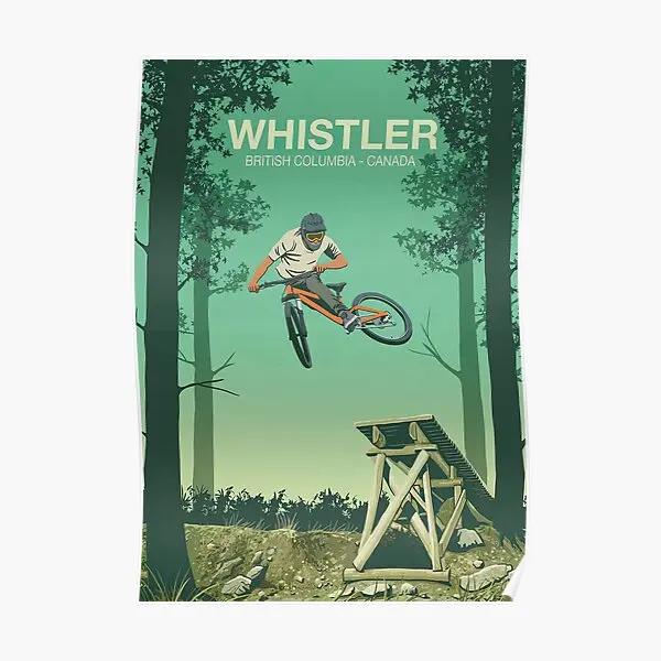 

Свистлер, настенный постер с изображением горного велосипеда, парка, винтажная роспись, забавное домашнее художественное украшение, картина, Современная комната, без рамки