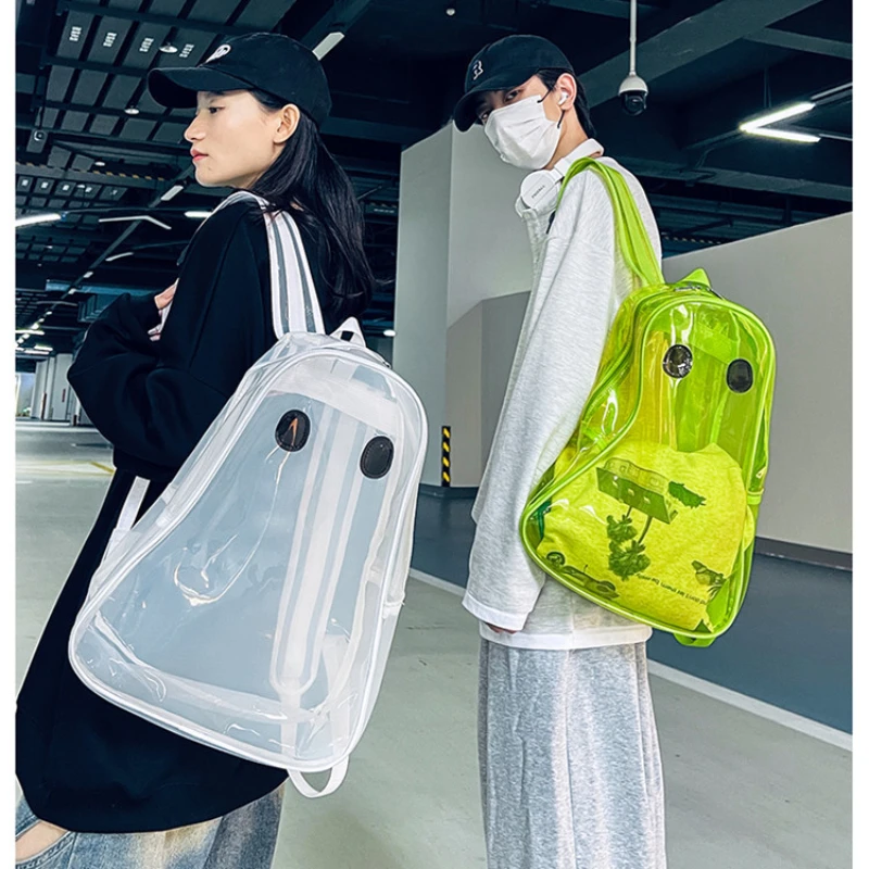 

Hot Selling Halloween Ghost Backpack Young Boys Girls Trend Funny Personality Transparent PVC Ghost Book Bag Teen Clear Knapsack
