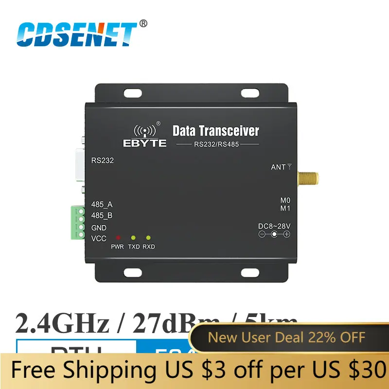 Long Range Wireless IoT Transceiver CDSENET E34-DTU-2G4H27 RS485 RS232 Wireless uhf Module RF Transceiver 2.4GHz DTU Modem