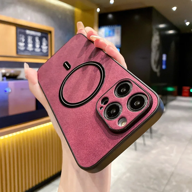 

Luxury Leather Magnetic Wireless Charging Macsafe Case for Magsafe iPhone 14 13 12 11 Pro X XS Max XR 14Pro 13 Mac Safe Cover