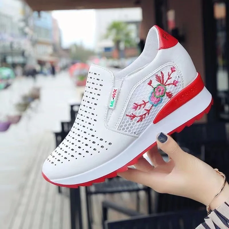 Breathable Lady Casual Women Sneakers Leisure Platform Shoes Height Increasing Shoes Women Fashion Flats Mesh Shoe New 2023