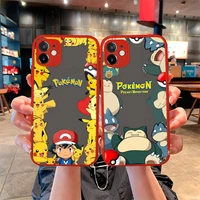 pokemon pikachu squirtle bulbasaur snorlax phone case for iphone 13 12 11 pro mini max xs x 8 7 plus se 2020 xr matte light red