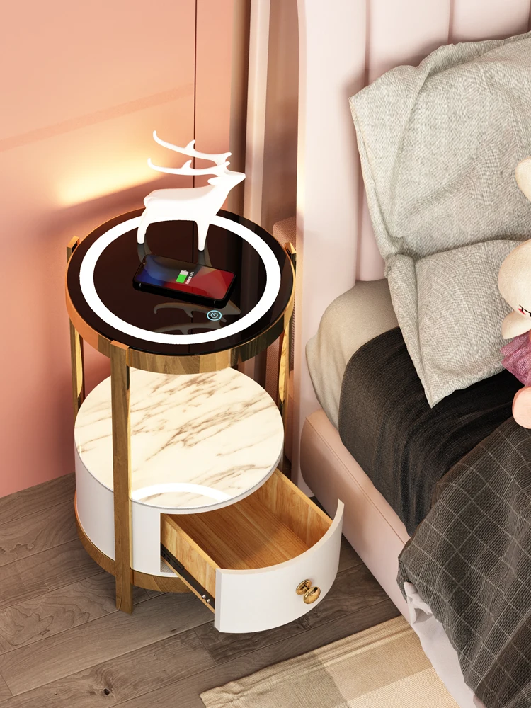 

GY Bedroom Bedside Table Floor Lamp Living Room Minimalist Light Luxury Smart Sofa Edge Coffee Table Shelf Integrated Table Lamp