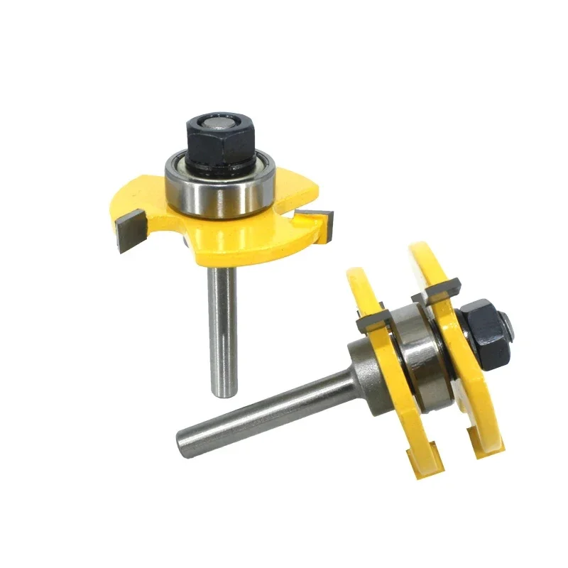 

6mm Tongue Groove Router Bit Set 3/4" Stock 3 Teeth T-shape Milling Cutter Flooring Tool for Wood Woodworking