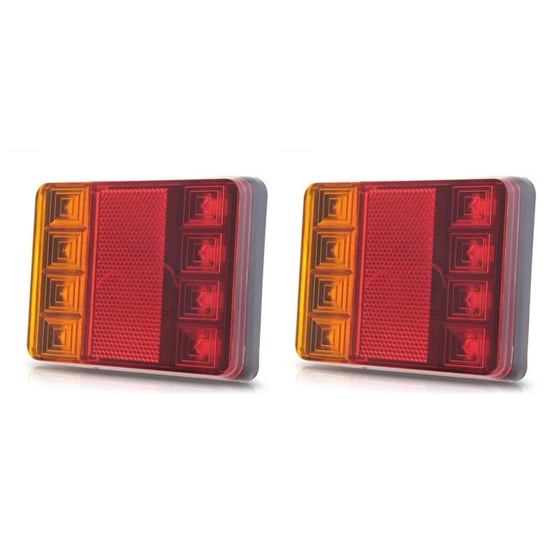 

2X 8 LED DC12V Waterproof Taillights Rear Tail Light For Trailer Truck Boat