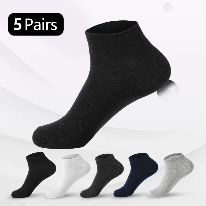 

5Pairs/Lot Summer Spring Men's Breathable Short Boat Soft Socks Male Casual Low Cut for Men EUR38-46 Wholesale Hot Sale Fashion