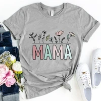 flower mama letter print t shirt women short sleeve o neck loose tshirt summer women tee shirt tops camisetas mujer