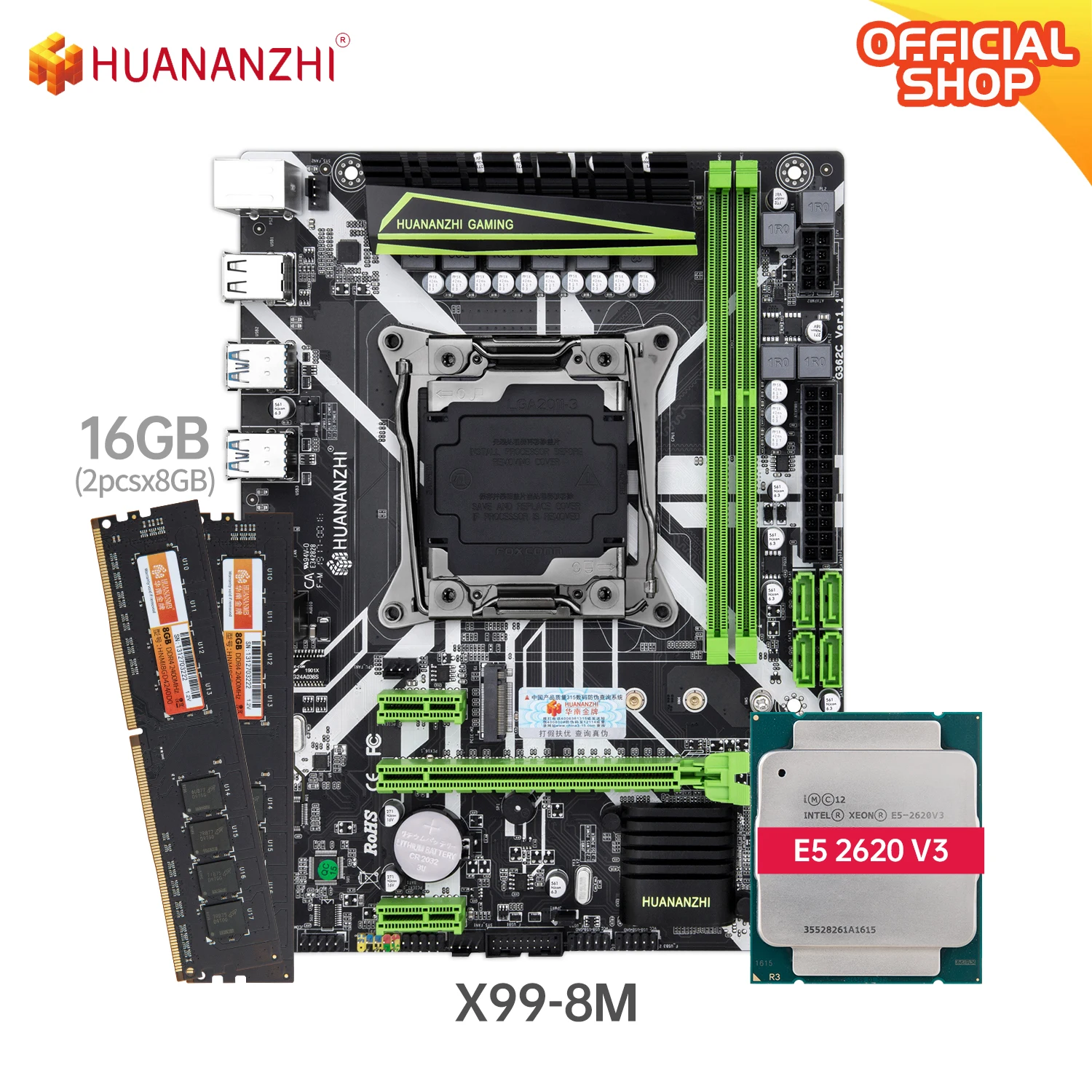 

Материнская плата HUANANZHI X99 8M X99 с Intel XEON E5 2620 V3 с 2*8 ГБ DDR4 NON-ECC комбинированный набор памяти NVME USB3.0 ATX Server