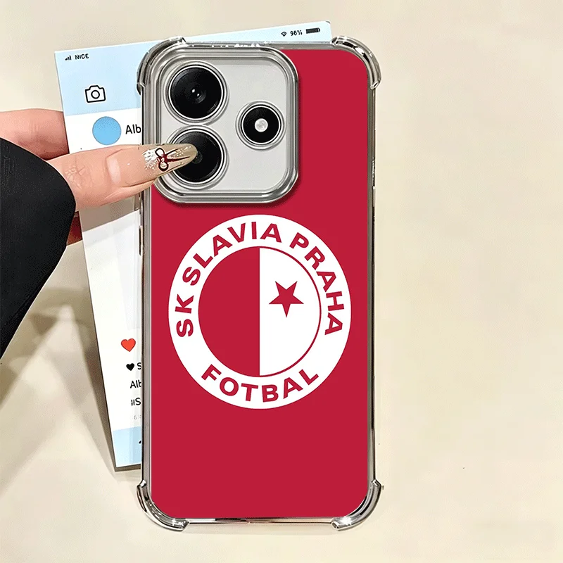Фото Мягкий чехол Sk Slavia Praha Czech Republic для Xiaomi Redmi Note 14 15 Pro Plus 13 12 11S 11T 5G 10 9S 9 с защитой от падений и гальваническим покрытием №5