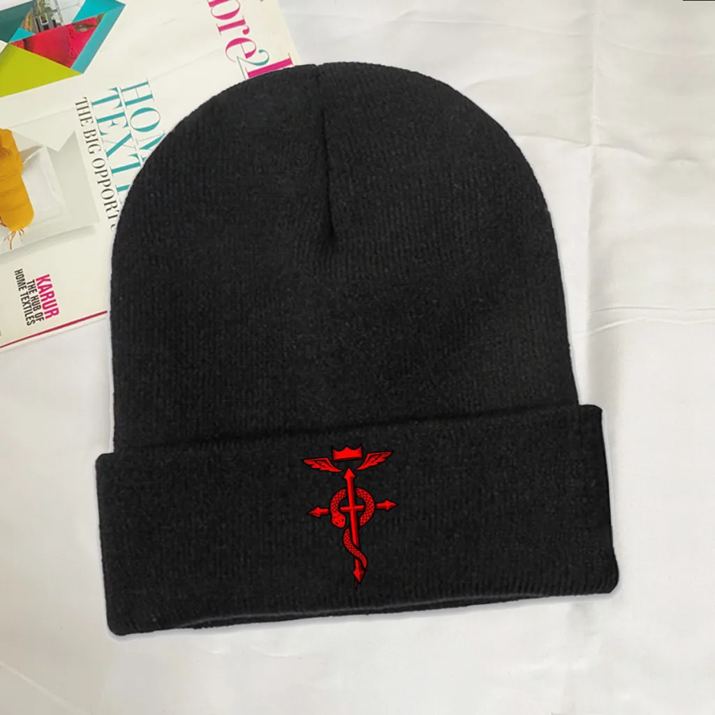 

Fullmetal Alchemist Hohenheim Anime Skullies Beanies Caps Flamel Knitted Winter Warm Bonnet Hats Unisex Ski Cap