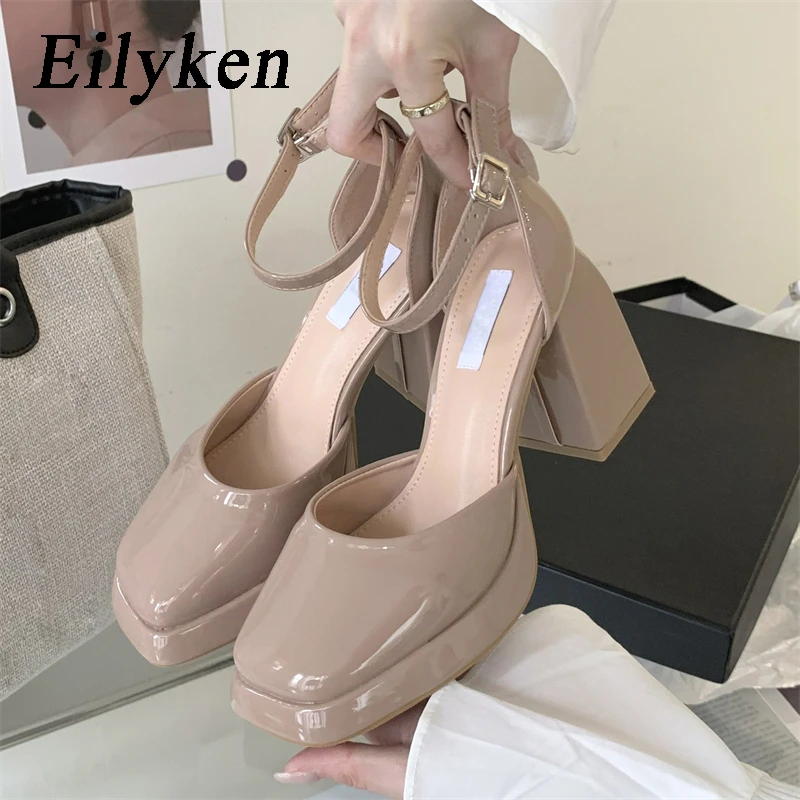 

Eilyken/пикантные женские туфли-лодочки из лакированной кожи на платформе; Модные босоножки на высоком каблуке с ремешком и пряжкой; Модель 2024 года; Стильная обувь для банкета