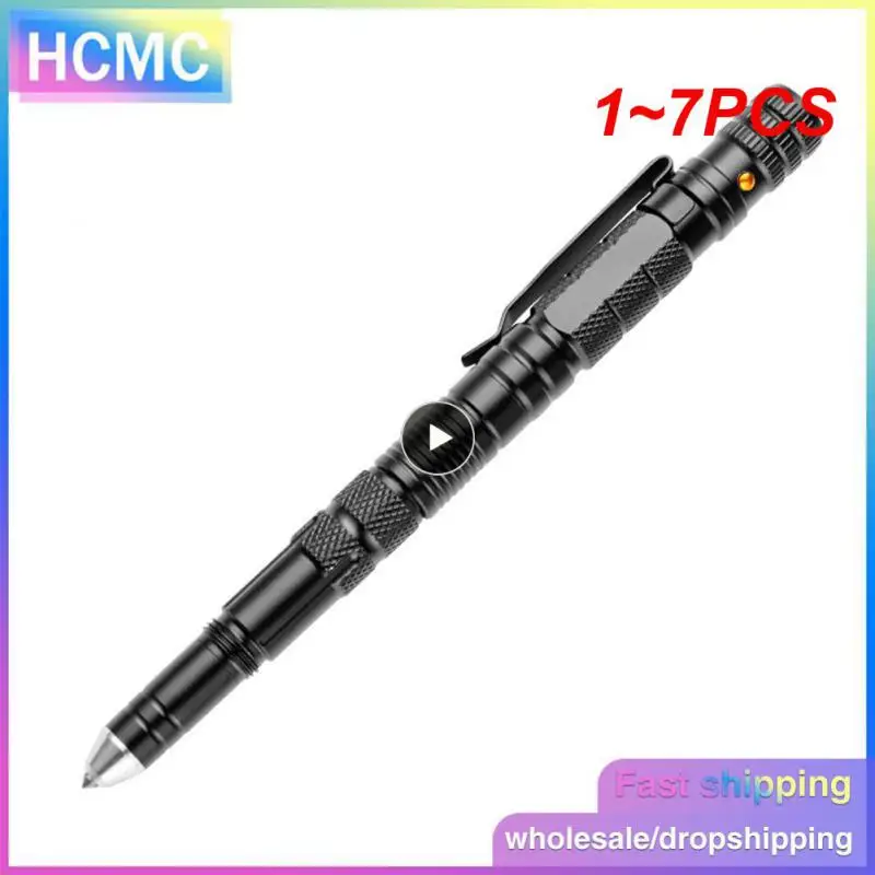 

1~7PCS Multi Function Tactical Pen Emergency Flashlight Screwdriver Bottle Opener Window Breaker Outdoor Survival Self