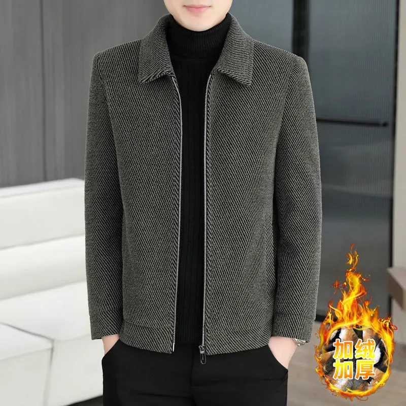 Осенняя повседневная мужская шерстяная куртка короткий корейский плащ 2024 новая