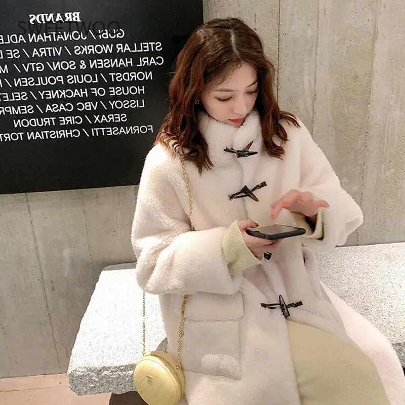 Real Fur Coat High Quality 2021 Long Sheep Shearling Women Winter Fur Jackets Teddy Coats Korean Style Feminina Contracted Slim