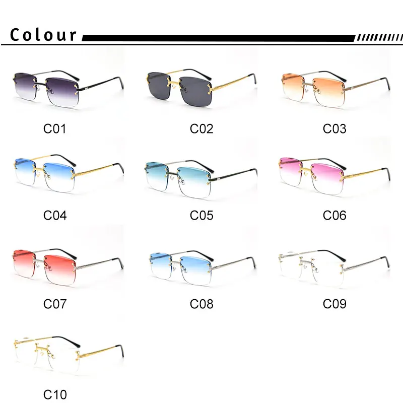 HBK Новые солнцезащитные очки без оправы квадратные мужские и женские градиентные