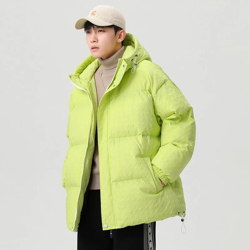 CAAYU Winter Down Jacket Men's Fashion Harajuku Oversized Body Warmer Coat Japanese Streetwear Windproof Outwear White Coat Male