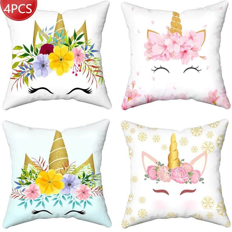 

Cartoon Unicorn Cushion Cover Creative Colorful Decorative Pillowcase Printed Polyeste Pillowcase Sofa Decoration Pillow CaseDIY