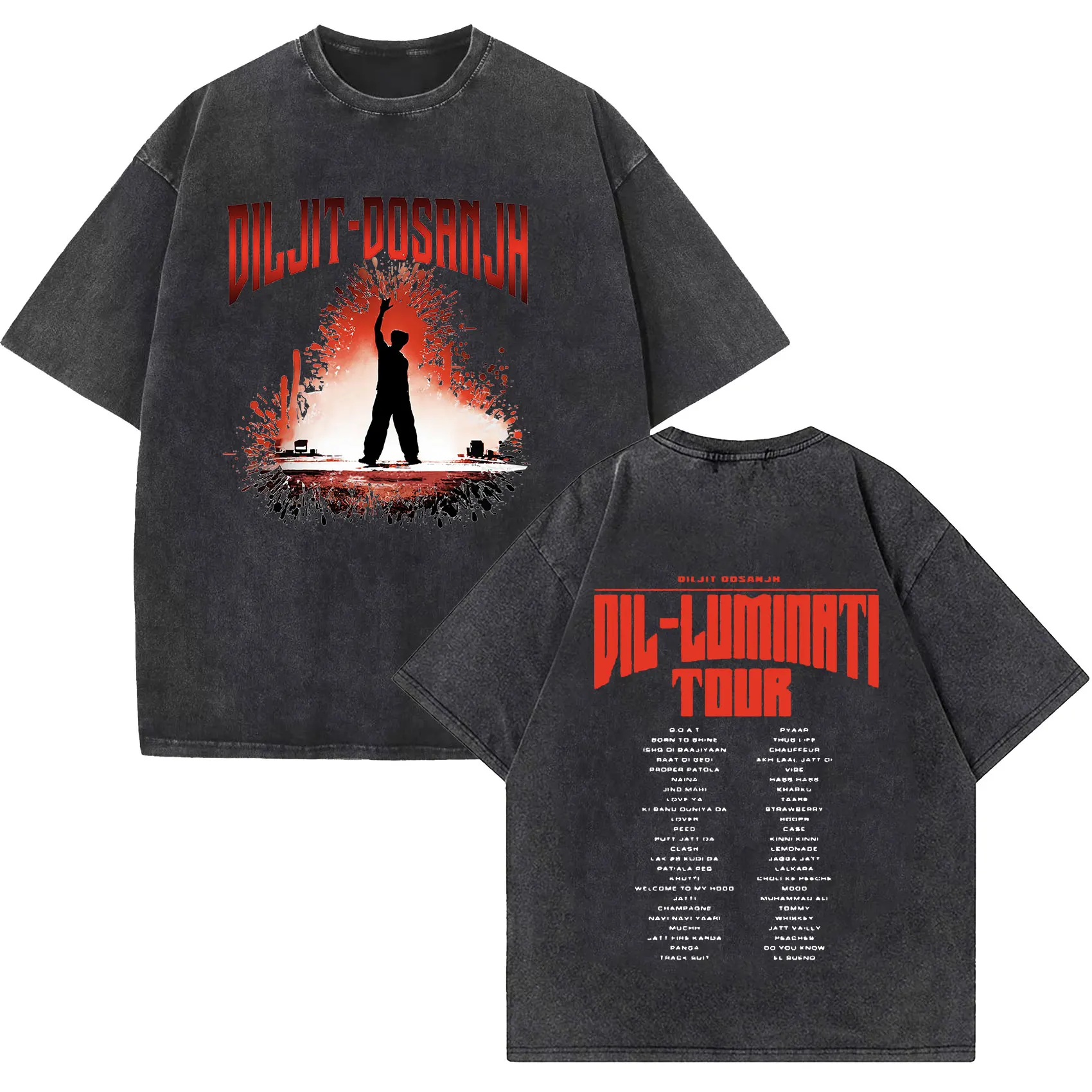 Diljit Dosanjh Dil-Luminati Tour 2024 винтажные Промытые футболки мужские готические модные