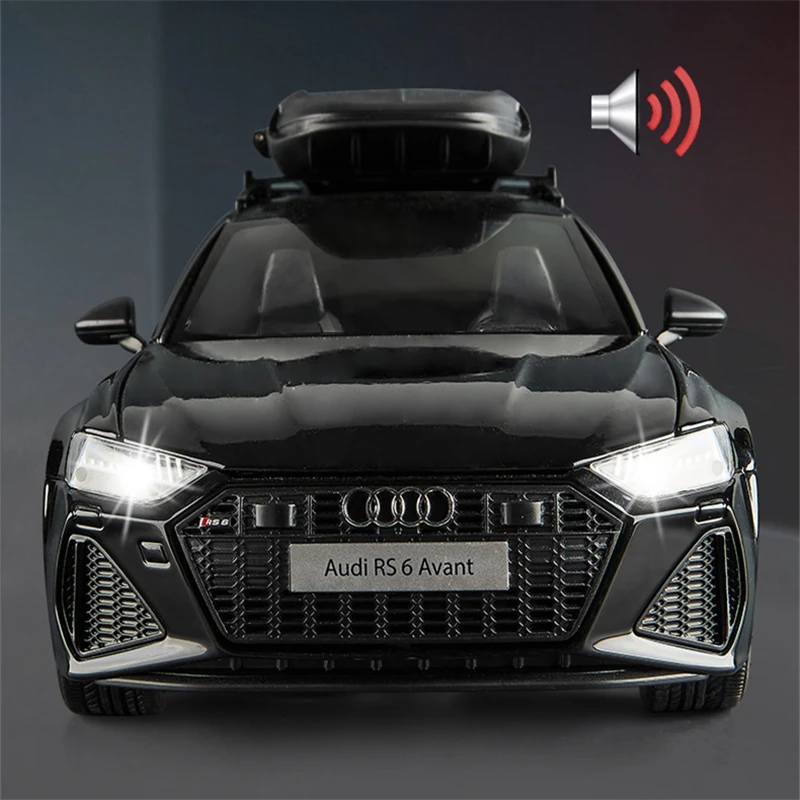 Фото Модель автомобиля Audi RS6 Avant универсал из сплава, модель спортивного автомобиля с литой металлической формой, имитация звука, искусственные детские игрушки, подарок, 1/18 №3