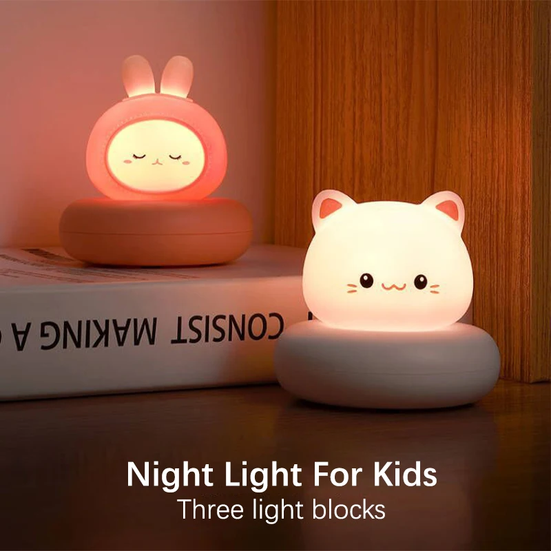 

Children Night Light USB Rabbit Bear Duck Cat Night Lamp For Bedroom Baby Kid Room Decor Toys Gifts Under Cabinet Lights