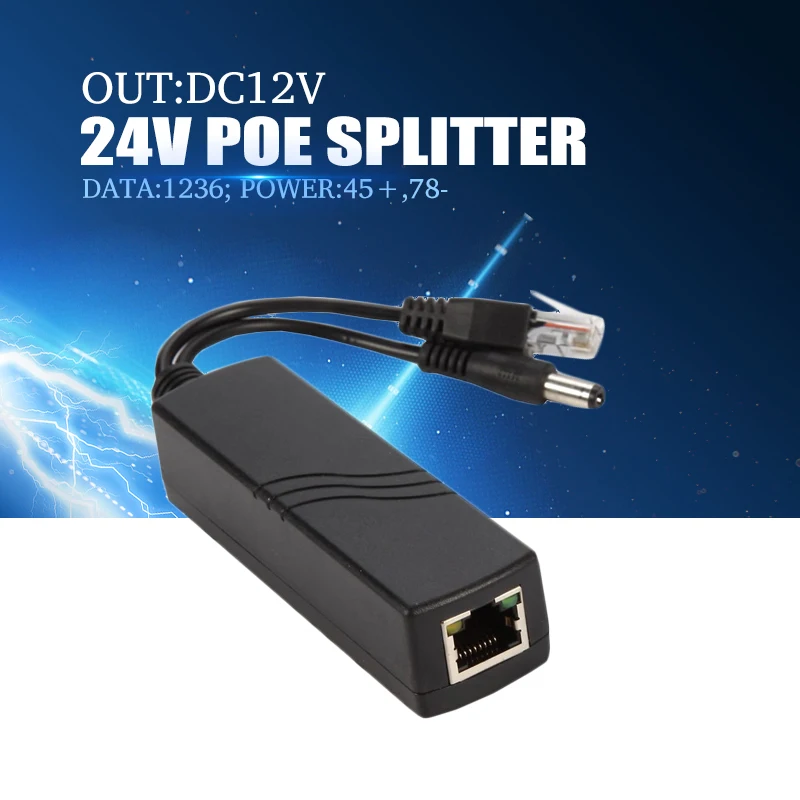 

SPOE 24V input 12V output POE Splitter 100meterstransmission for ip camera no need power adaper