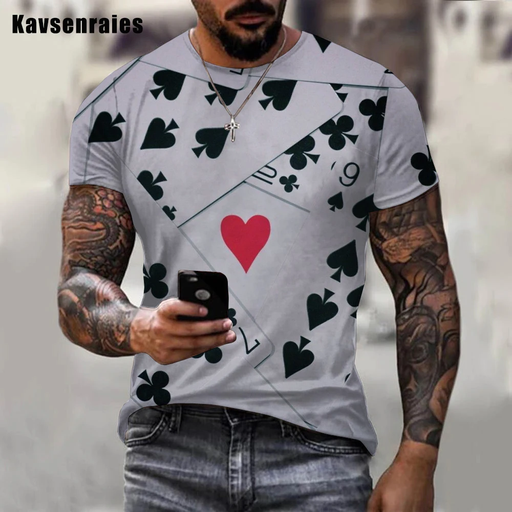 Футболка с 3D-принтом игральных карт и пламени для мужчин женщин модная