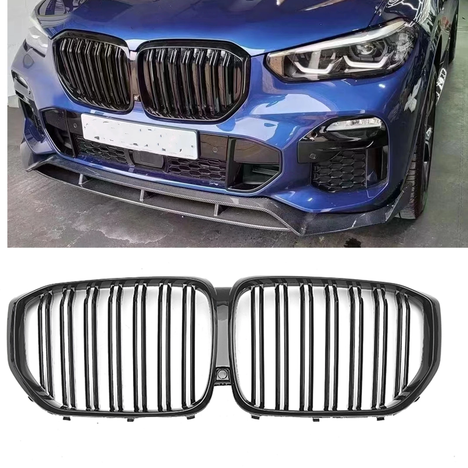 

For BMW G05 X5 30d 40i 50i M50d 2019-2022 Glossy Black Front Kidney Grille Racing Grill Performance Car Upper Bumper Hood Mesh
