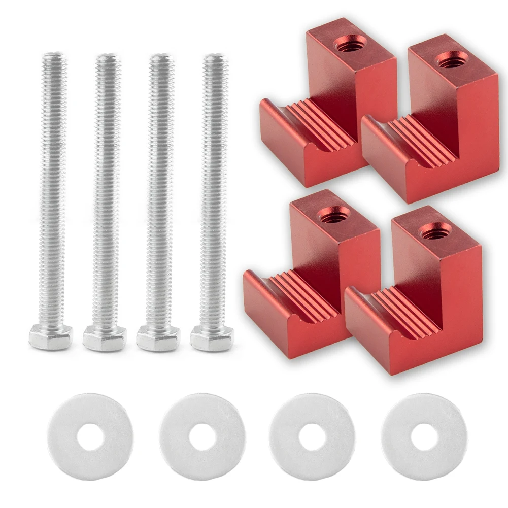 

Pickup Truck Tool Box Tie Downs Aluminum Alloy J Hook Crossover Mounting Clamps Mounting Kit for Trucks Pickup ,Red